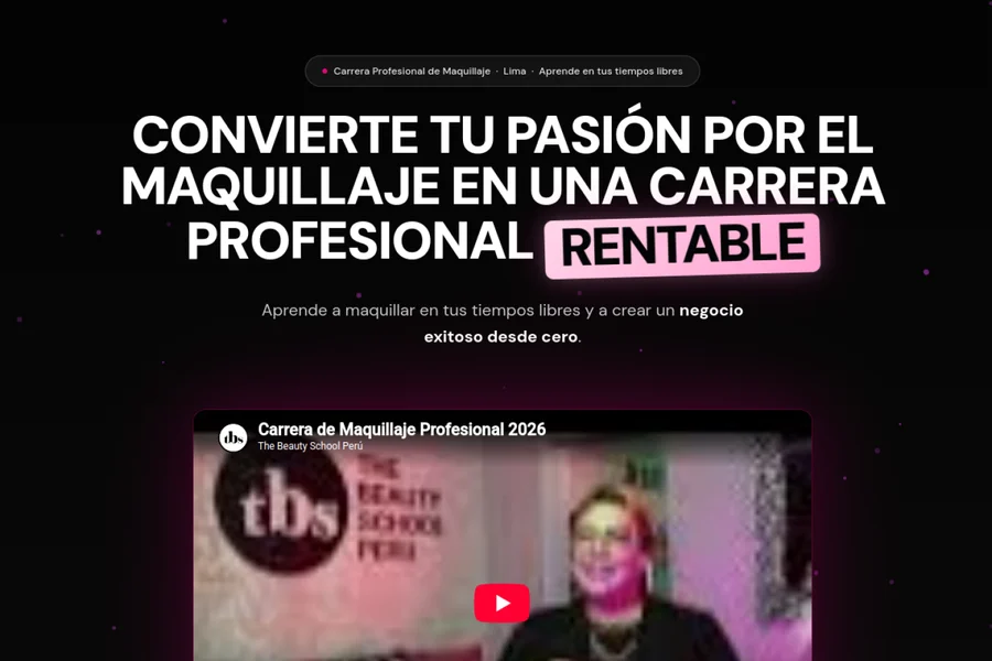 Landing de The Beauty School: Asesoría con agenda + filtro de leads